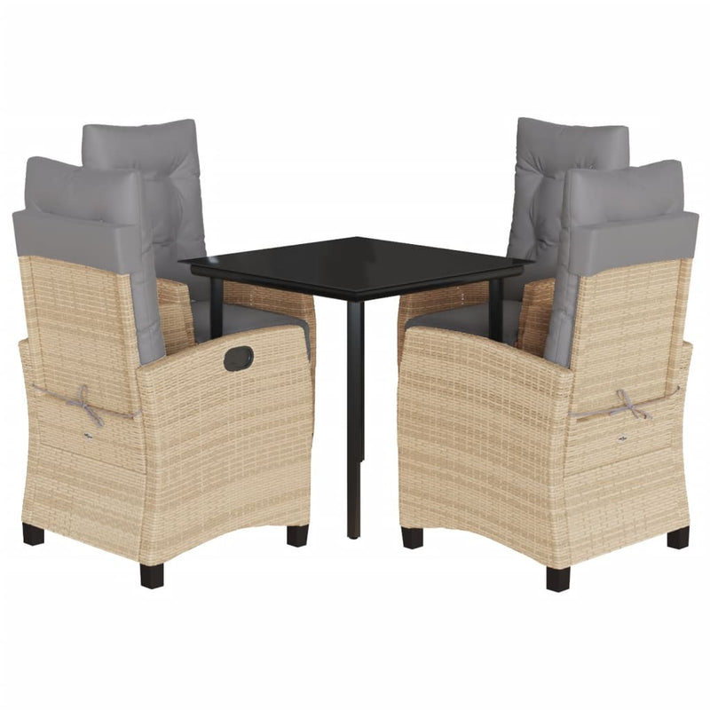 Set mobilier pentru grădină, 5 piese, cu perne, bej, poliratan