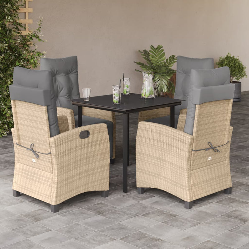 Set mobilier pentru grădină, 5 piese, cu perne, bej, poliratan