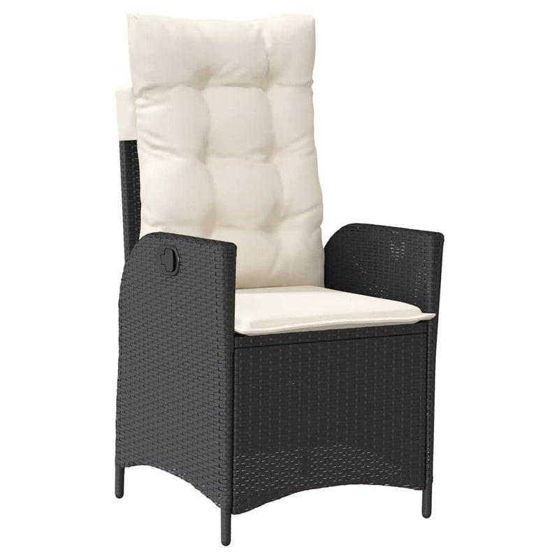 Set mobilier de grădină cu perne, 5 piese, negru, poliratan
