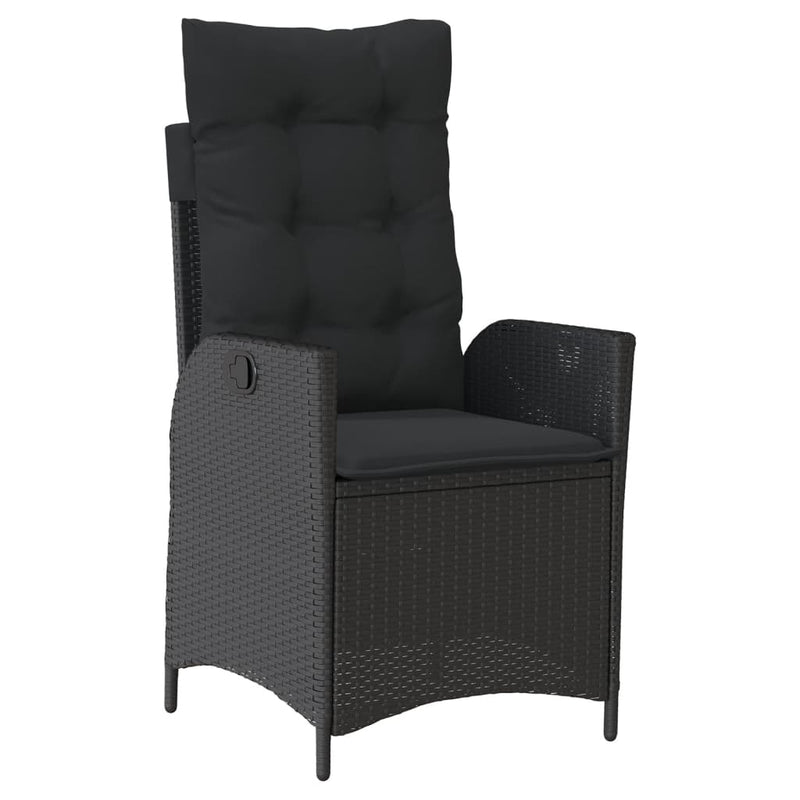Set mobilier de grădină cu perne, 5 piese, negru, poliratan