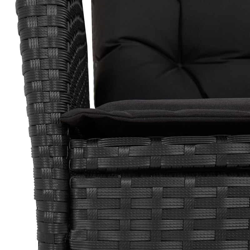 Set mobilier de grădină cu perne, 5 piese, negru, poliratan