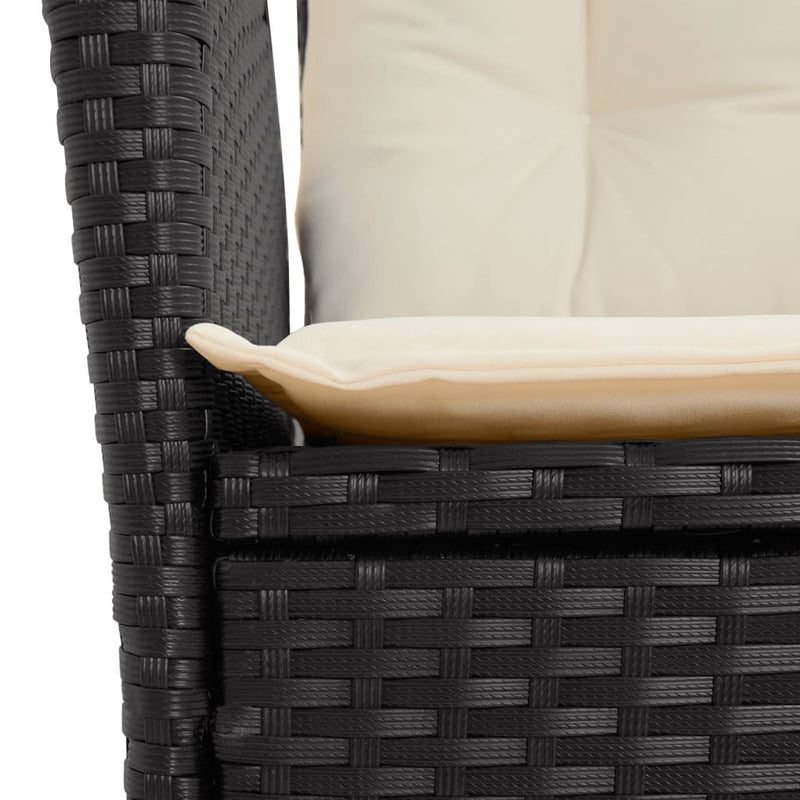 Set mobilier de grădină cu perne, 7 piese, negru, poliratan