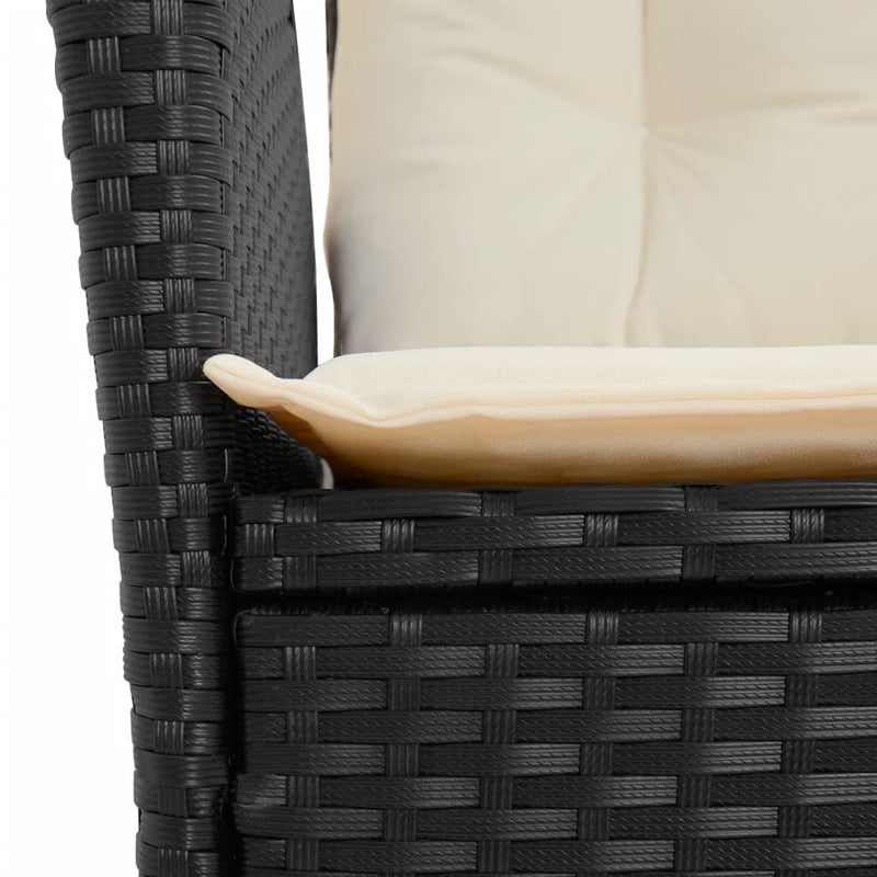 Set mobilier de grădină cu perne, 7 piese, negru, poliratan