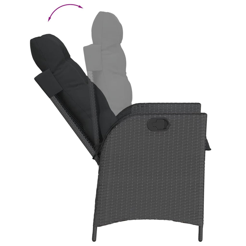 Set mobilier de grădină cu perne, 7 piese, negru, poliratan