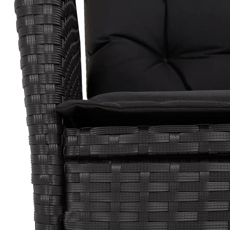 Set mobilier de grădină cu perne, 7 piese, negru, poliratan