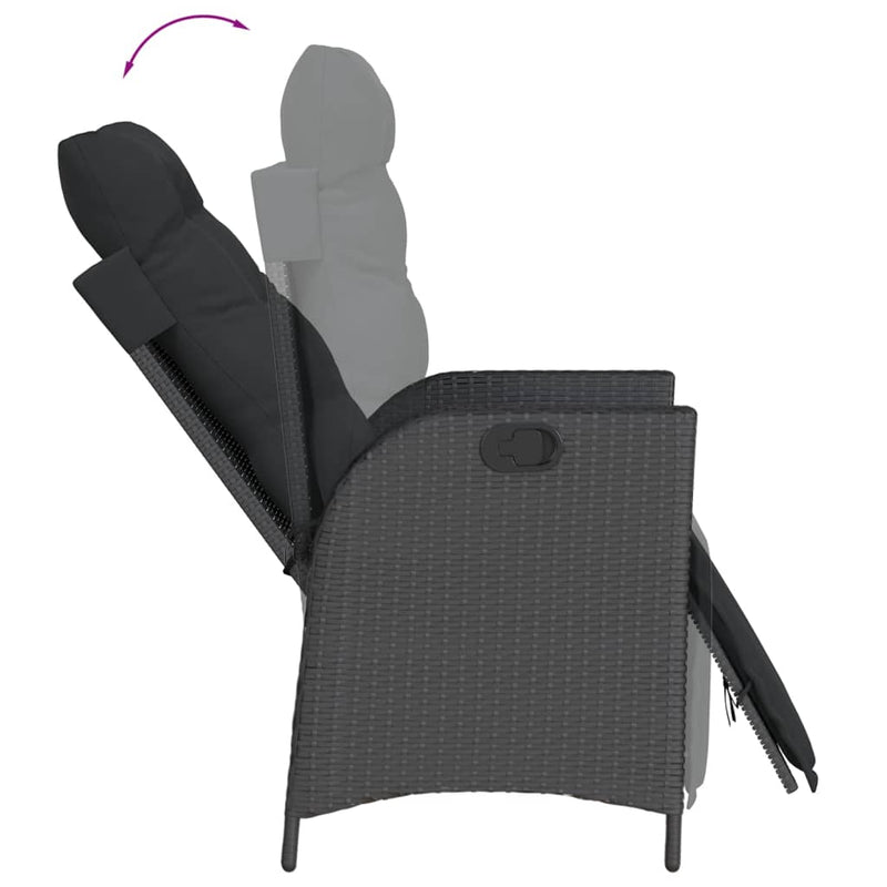 Set mobilier de grădină cu perne, 7 piese, negru, poliratan