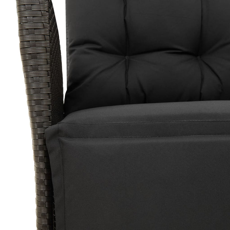 Set mobilier de grădină cu perne, 7 piese, negru, poliratan