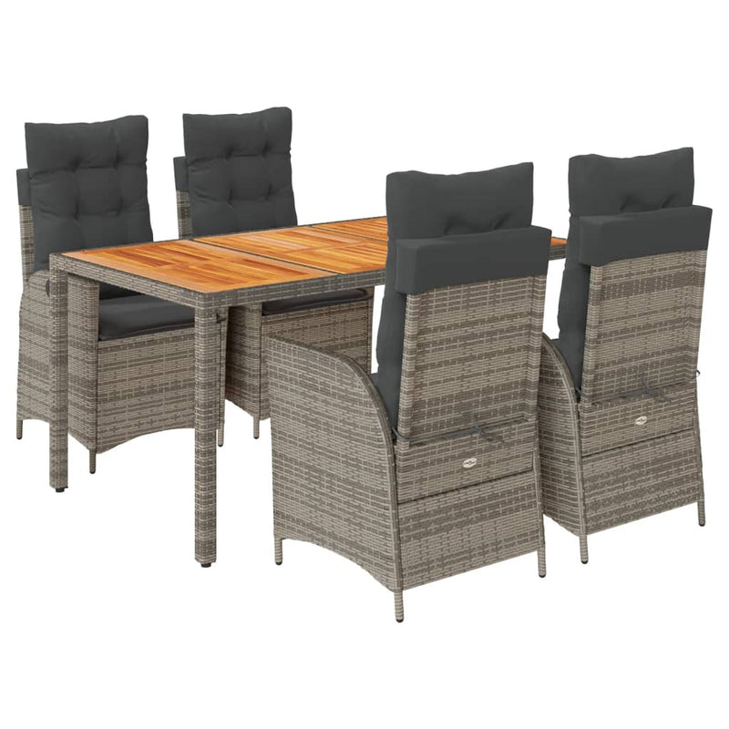 Set mobilier de grădină cu perne, 5 piese, gri, poliratan