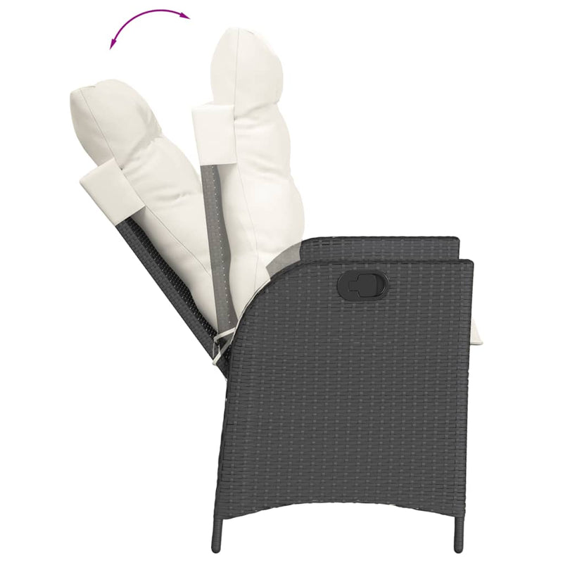 Set mobilier de grădină cu perne, 7 piese, negru, poliratan