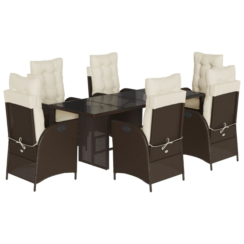 Set mobilier de grădină cu perne, 7 piese, maro, poliratan