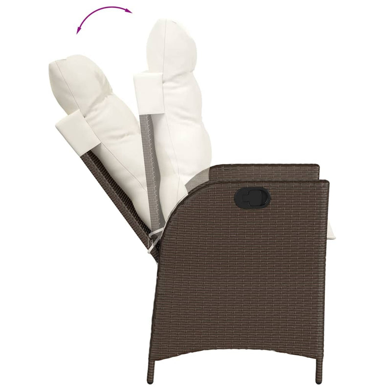 Set mobilier de grădină cu perne, 9 piese, maro, poliratan