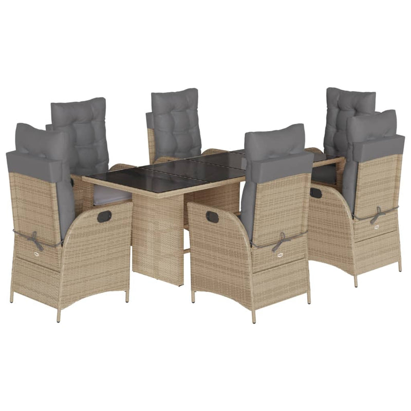 Set mobilier pentru grădină, 7 piese, cu perne, bej, poliratan