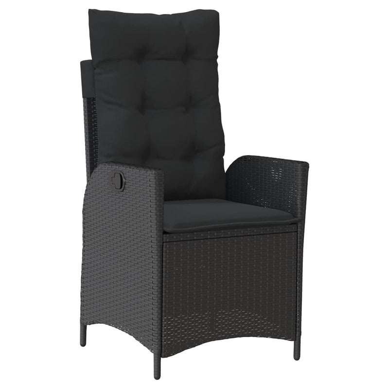 Set mobilier de grădină cu perne, 9 piese, negru, poliratan