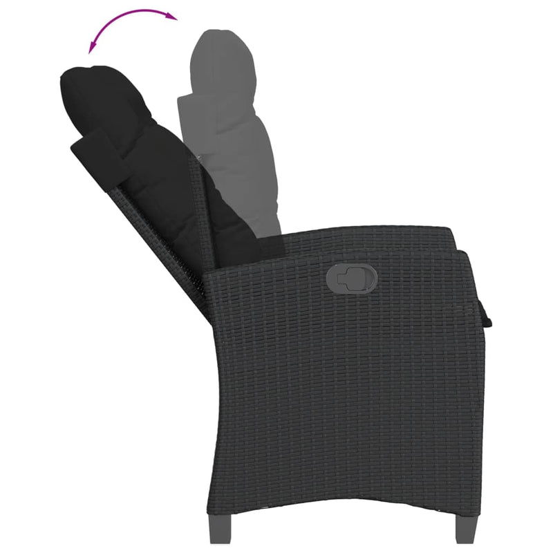 Set mobilier de grădină cu perne, 5 piese, negru, poliratan
