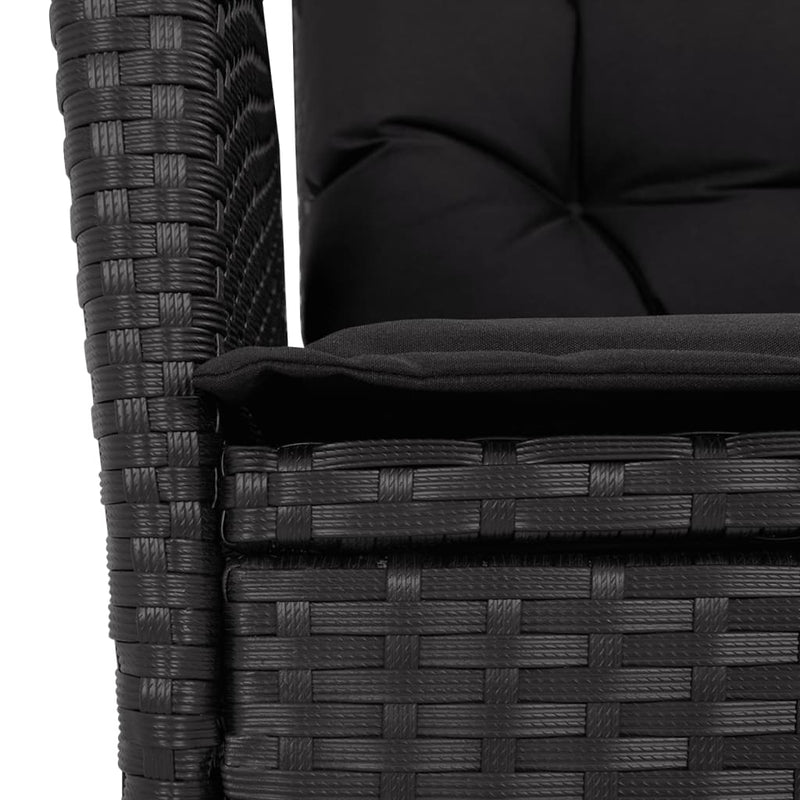 Set mobilier de grădină cu perne, 9 piese, negru, poliratan