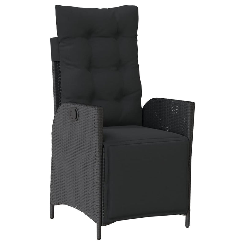 Set mobilier de grădină cu perne, 9 piese, negru, poliratan