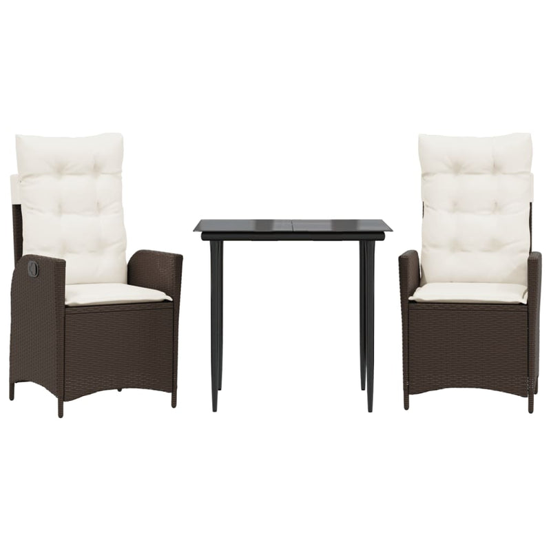 Set mobilier de grădină cu perne, 3 piese, maro, poliratan