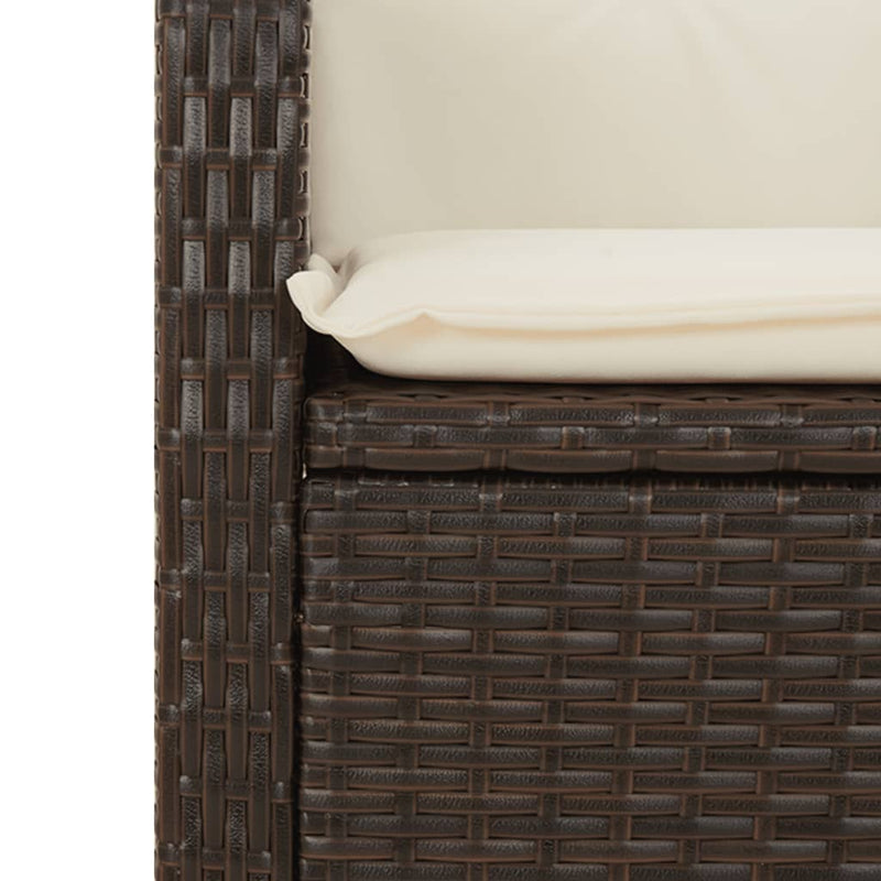 Set mobilier de grădină cu perne, 3 piese, maro, poliratan