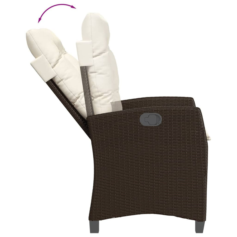 Set mobilier de grădină, 5 piese, cu perne, maro, poliratan