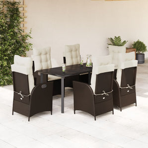 Set mobilier de grădină cu perne, 7 piese, maro, poliratan