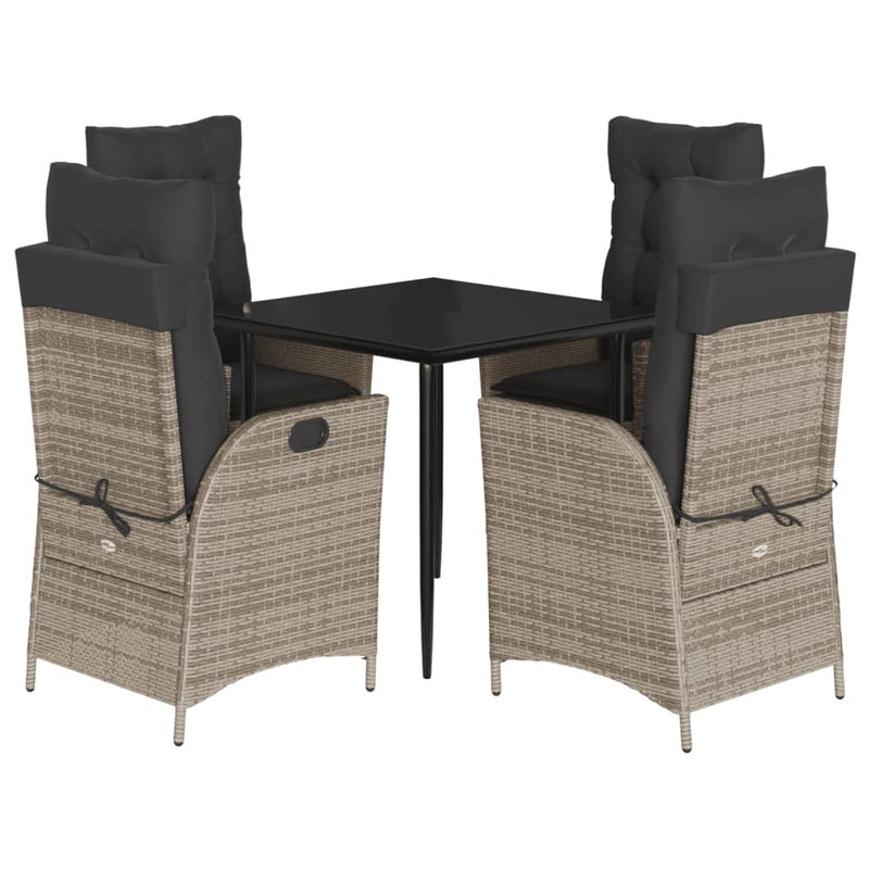 Set mobilier de grădină cu perne, 5 piese, gri, poliratan