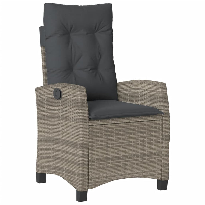 Set mobilier de grădină cu perne, 5 piese, gri, poliratan