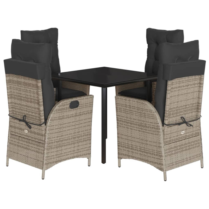 Set mobilier de grădină cu perne, 5 piese, gri, poliratan