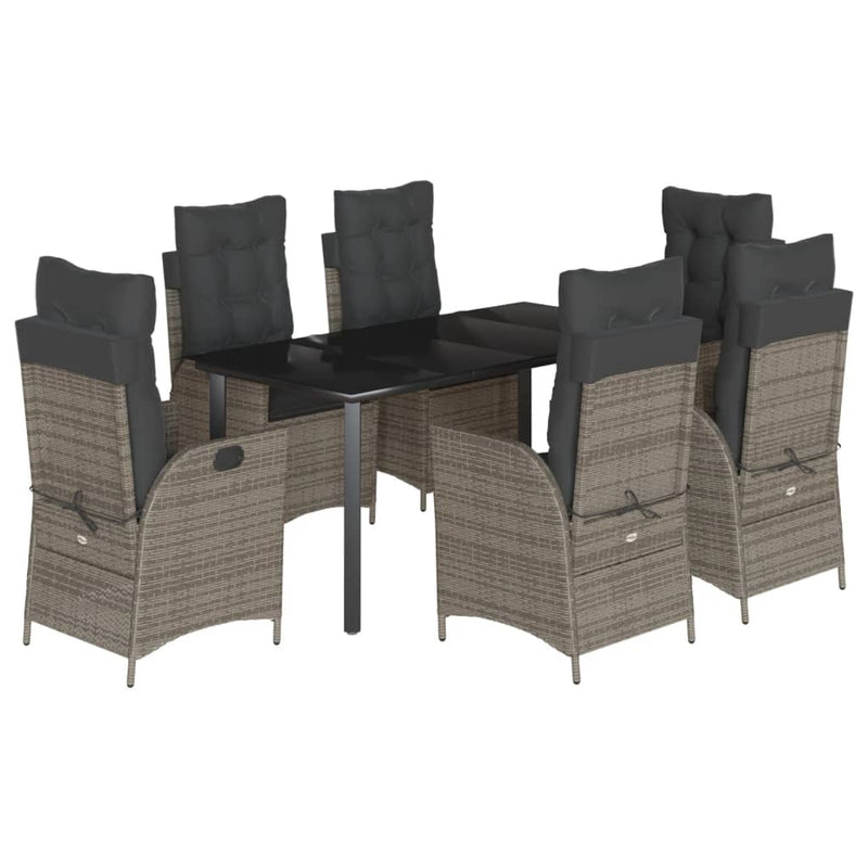 Set mobilier de grădină cu perne, 7 piese, gri, poliratan