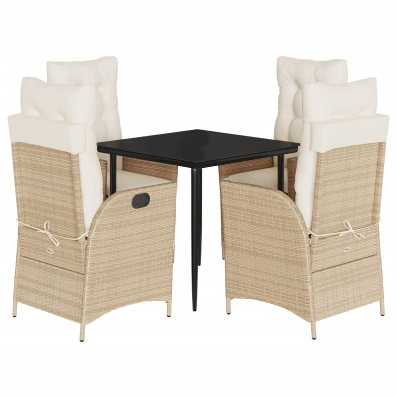 Set mobilier de grădină cu perne, 5 piese, bej, poliratan