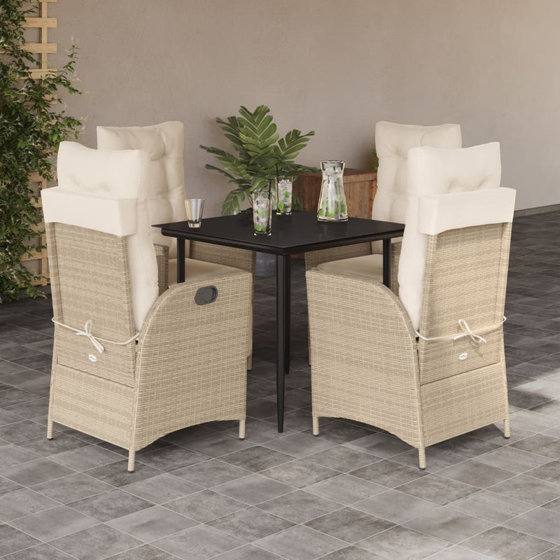 Set mobilier de grădină cu perne, 5 piese, bej, poliratan