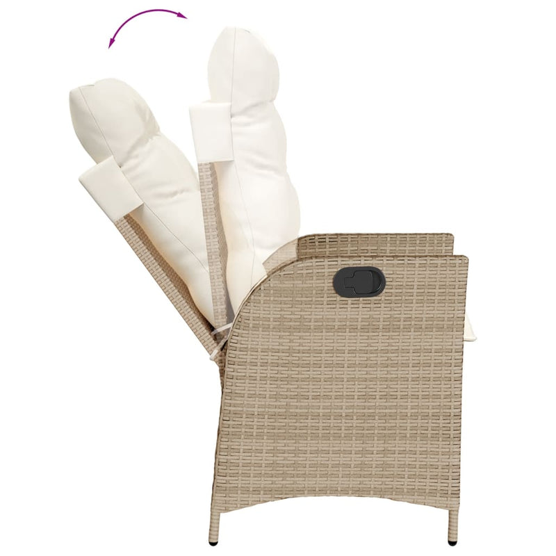 Set de masă pentru grădină, 9 piese, cu perne, bej, poliratan