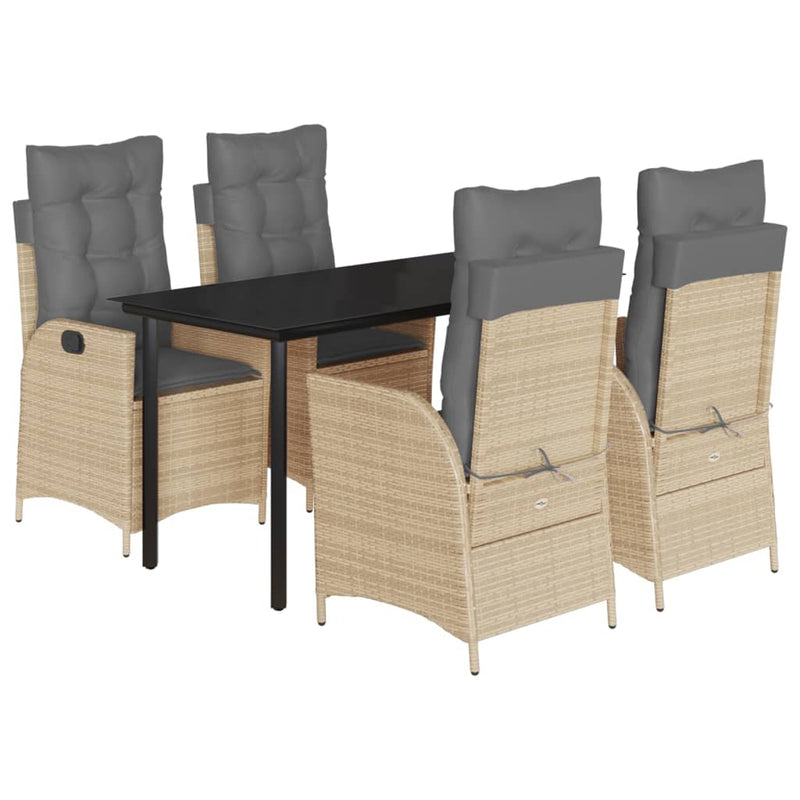 Set mobilier de grădină cu perne, 5 piese, bej, poliratan