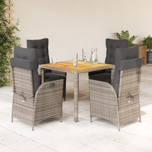 Set mobilier de grădină cu perne, 5 piese, gri, poliratan