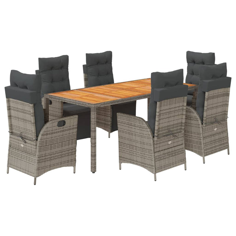 Set mobilier de grădină cu perne, 7 piese, gri, poliratan