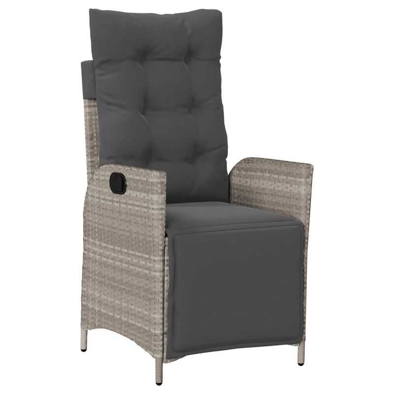 Set mobilier grădină cu perne, 9 piese, gri deschis, poliratan