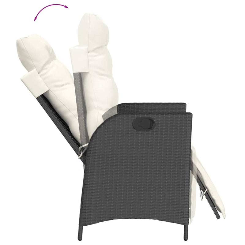 Set mobilier de grădină cu perne, 9 piese, negru, poliratan