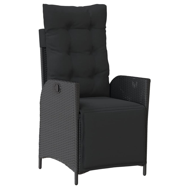 Set mobilier de grădină cu perne, 5 piese, negru, poliratan