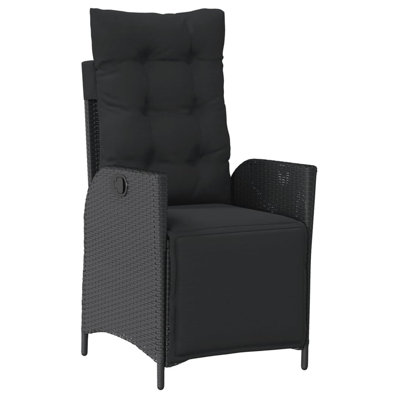Set mobilier de grădină cu perne, 5 piese, negru, poliratan
