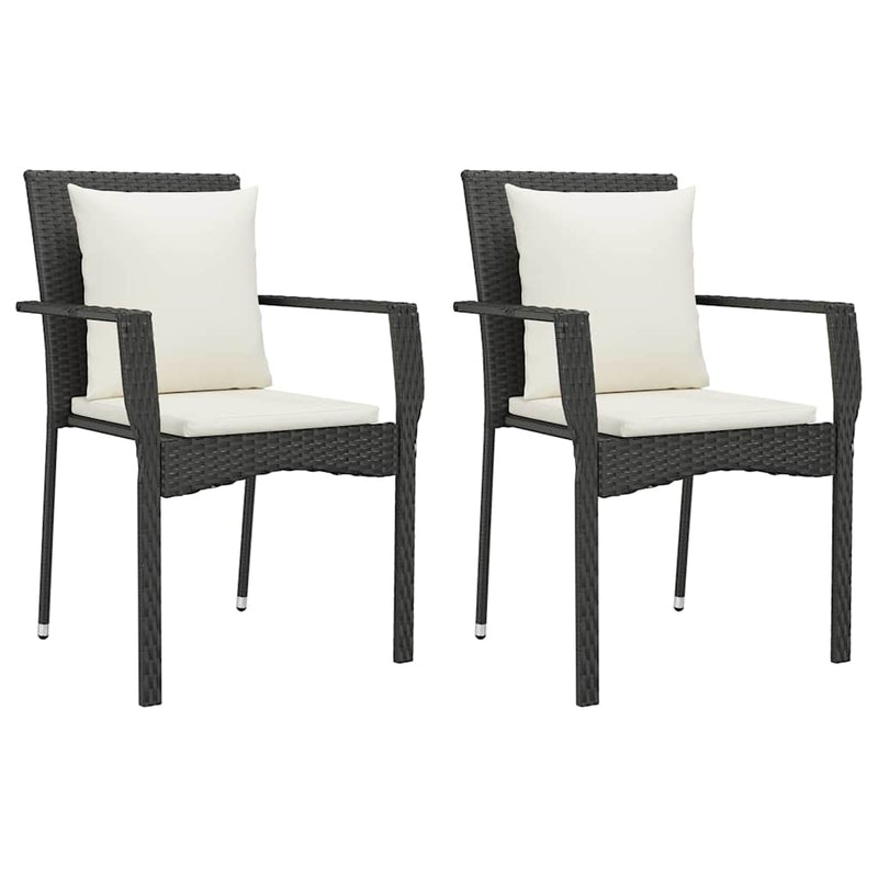 Set mobilier de grădină cu perne, 7 piese, negru, poliratan