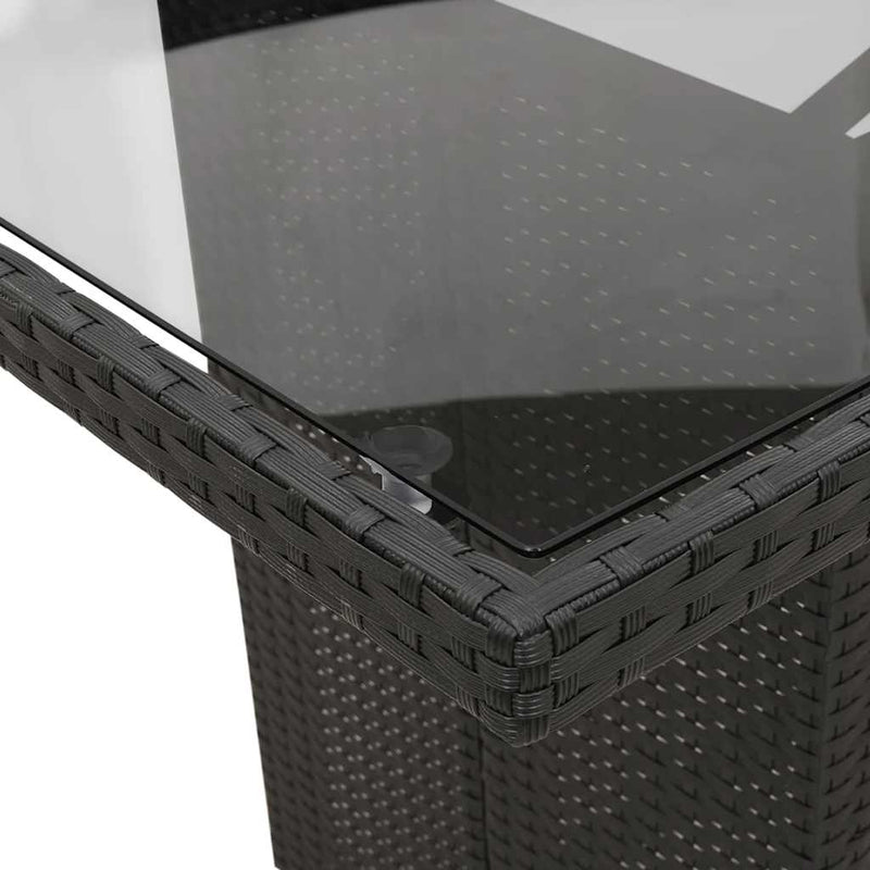 Set mobilier de grădină cu perne, 7 piese, negru, poliratan