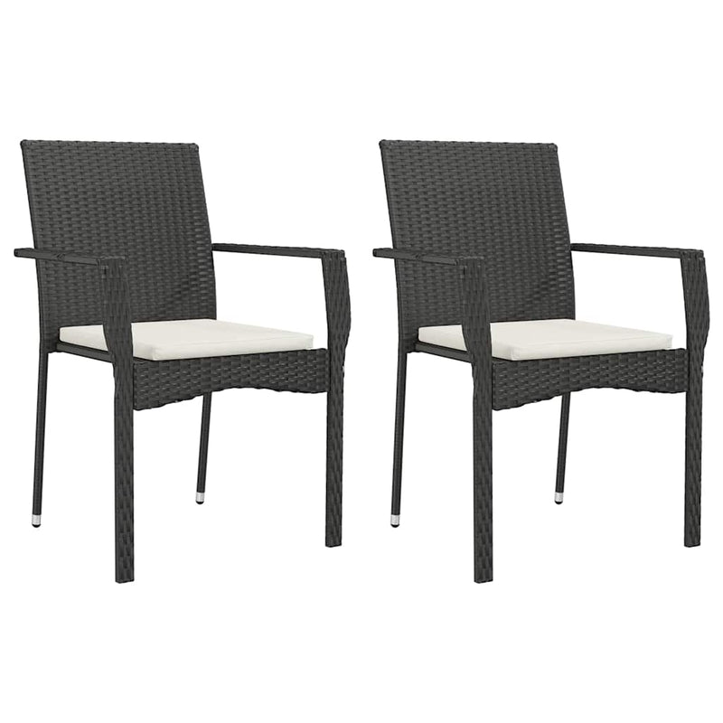 Set mobilier de grădină cu perne, 9 piese, negru, poliratan