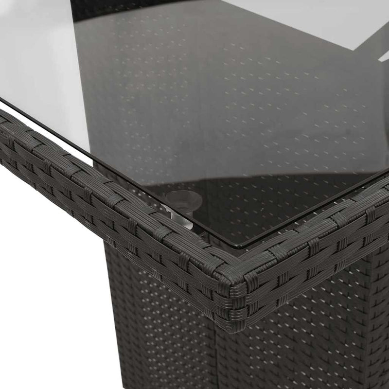 Set mobilier de grădină cu perne, 9 piese, negru, poliratan