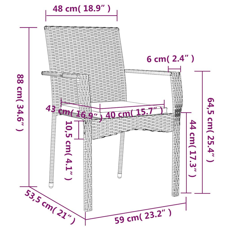 Set mobilier de grădină cu perne, 9 piese, negru, poliratan