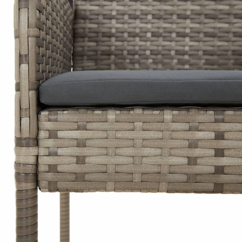 Set mobilier de grădină cu perne, 7 piese, gri, poliratan