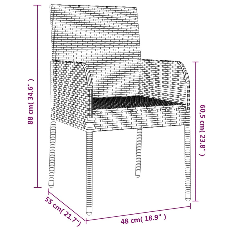 Set mobilier de grădină cu perne, 7 piese, gri, poliratan