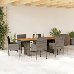 Set mobilier de grădină cu perne, 7 piese, gri, poliratan