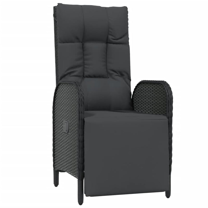 Set mobilier de grădină cu perne, 7 piese, negru, poliratan