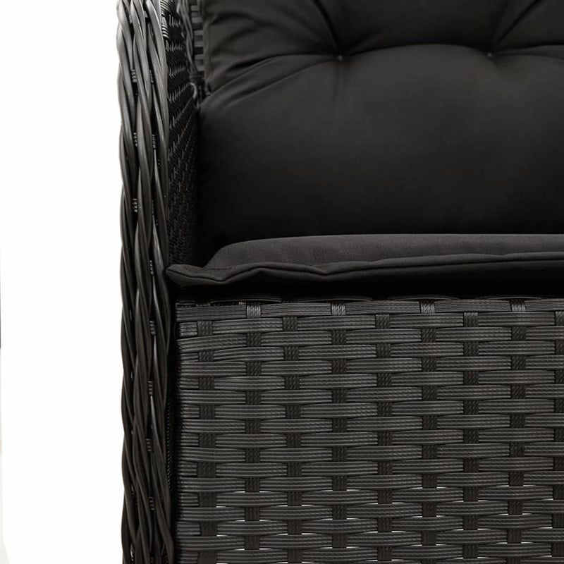 Set mobilier de grădină cu perne, 7 piese, negru, poliratan