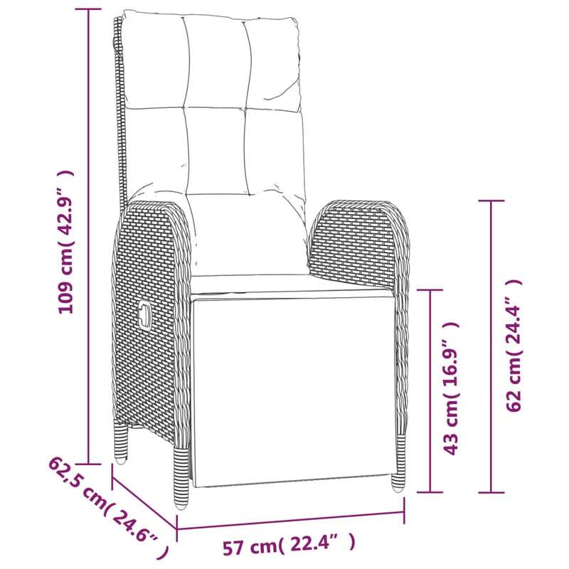 Set mobilier de grădină cu perne, 7 piese, negru, poliratan