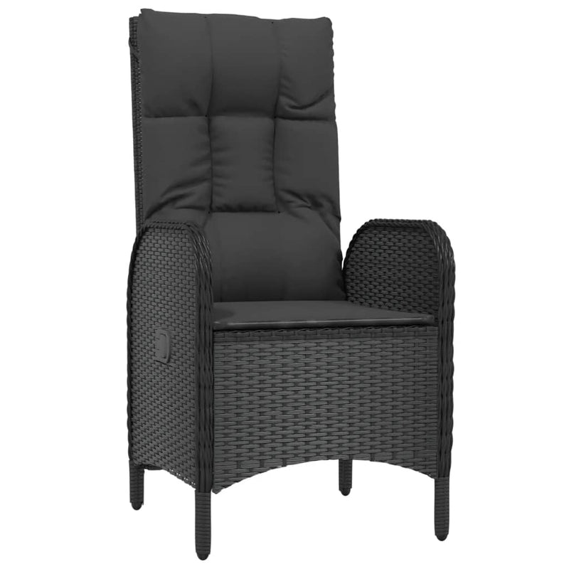Set mobilier de grădină cu perne, 9 piese, negru, poliratan